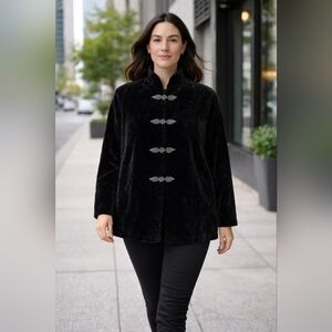 Coldwater Creek Women's Black Velvet Coat 1X